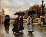 Eduardo Leon Garrido Elegantes sous la pluie painting